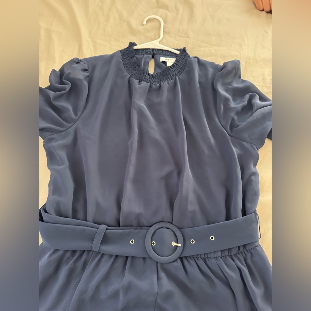 Nine West Navy Long-Sleeve Belted Dress - Picture 5 of 9